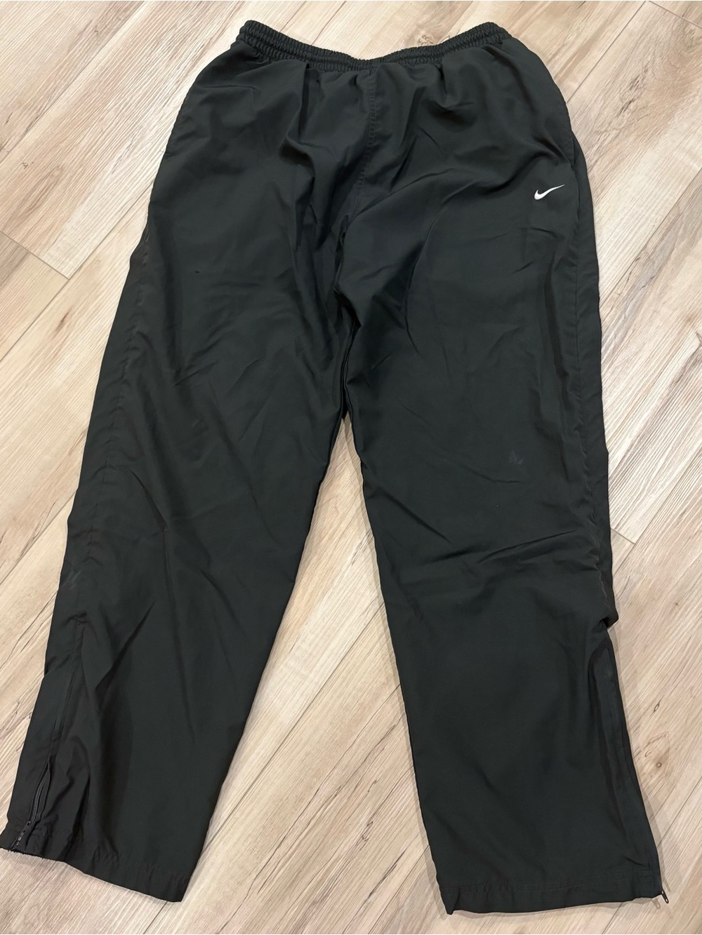 Nike Baggy Black Athletic Track Pants with Swoosh